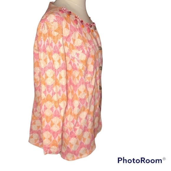 HEARTS OF PALM WOMAN gorgeous pink and orange jacket 3/4 sleeves SIZE 20W - Picture 4 of 6